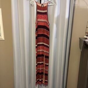 American Eagle Outfitters Red and Black Patterned Maxi Dress